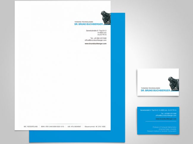 Buchberger Thinking Technologies Briefpapier Visitenkarte