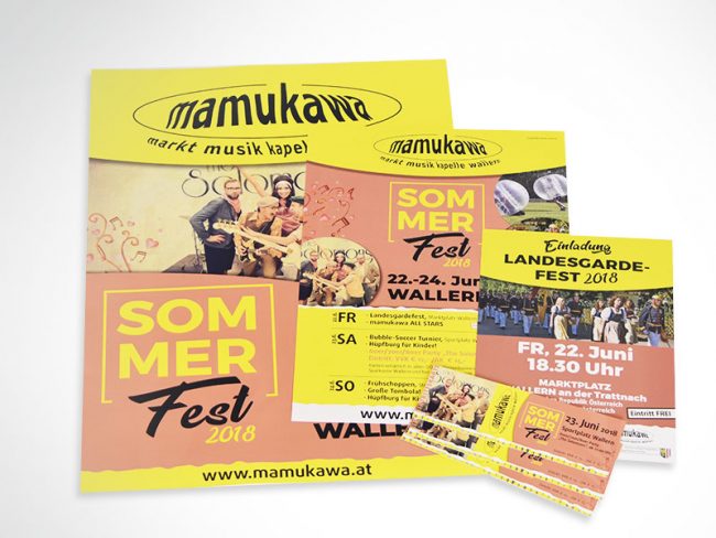 Marktmusikkapelle Wallern mamukawa Gesamtumsetzung Plakate Flyer Eintrittskarten Postwurf