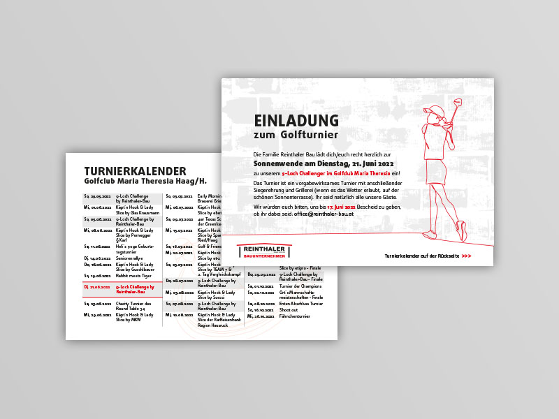 Bauunternehmung Reinthaler GmbH Einladung Golfturnier